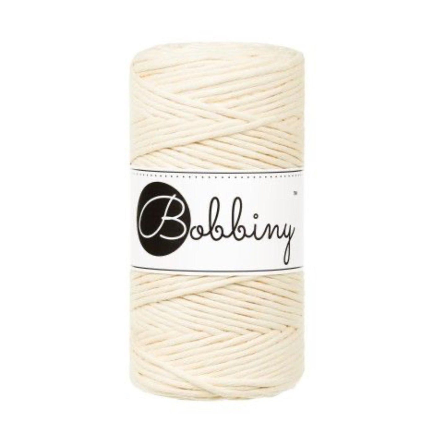 Bobbiny, kroucená šňůra Macramé, 3 mm, 100 m, máslová žlutá