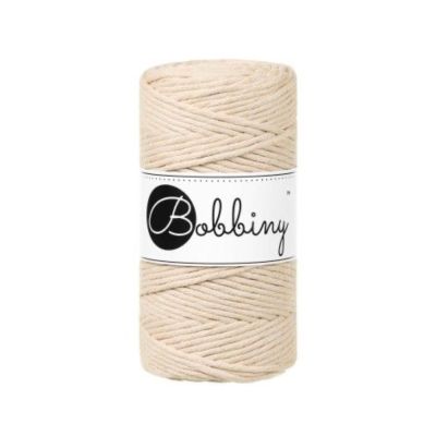 Bobbiny, kroucená šňůra Macramé, 3 mm, 100 m, teplá béžová