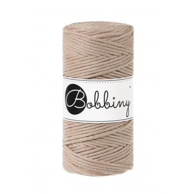 Bobbiny, kroucená šňůra Macramé, 3 mm, 100 m, písková