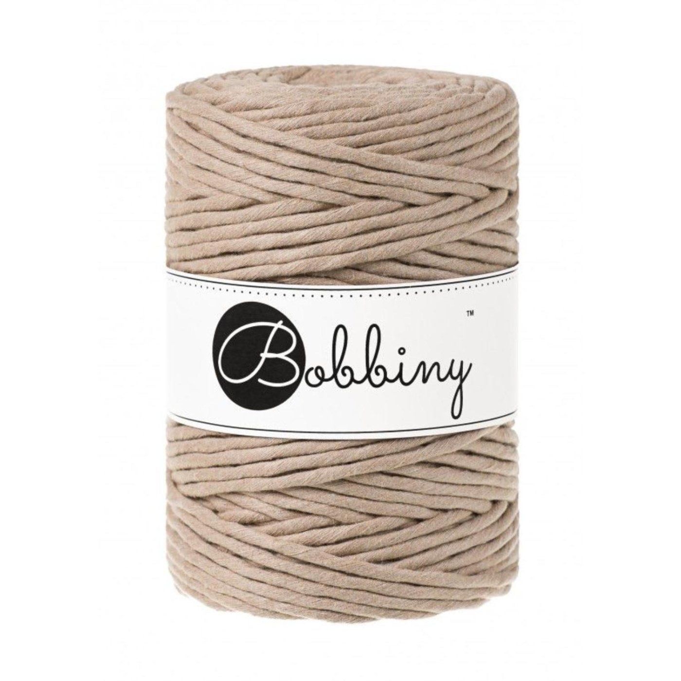 Bobbiny, kroucená šňůra Macramé, 5 mm, 100 m, písková