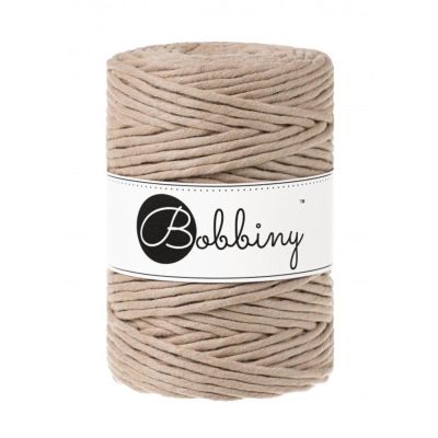 Bobbiny, kroucená šňůra Macramé, 5 mm, 100 m, písková