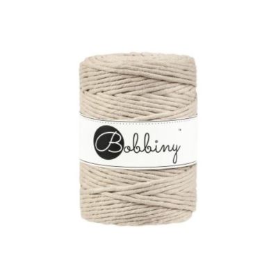 Bobbiny, kroucená šňůra Macramé, 5 mm, 100 m, béžová