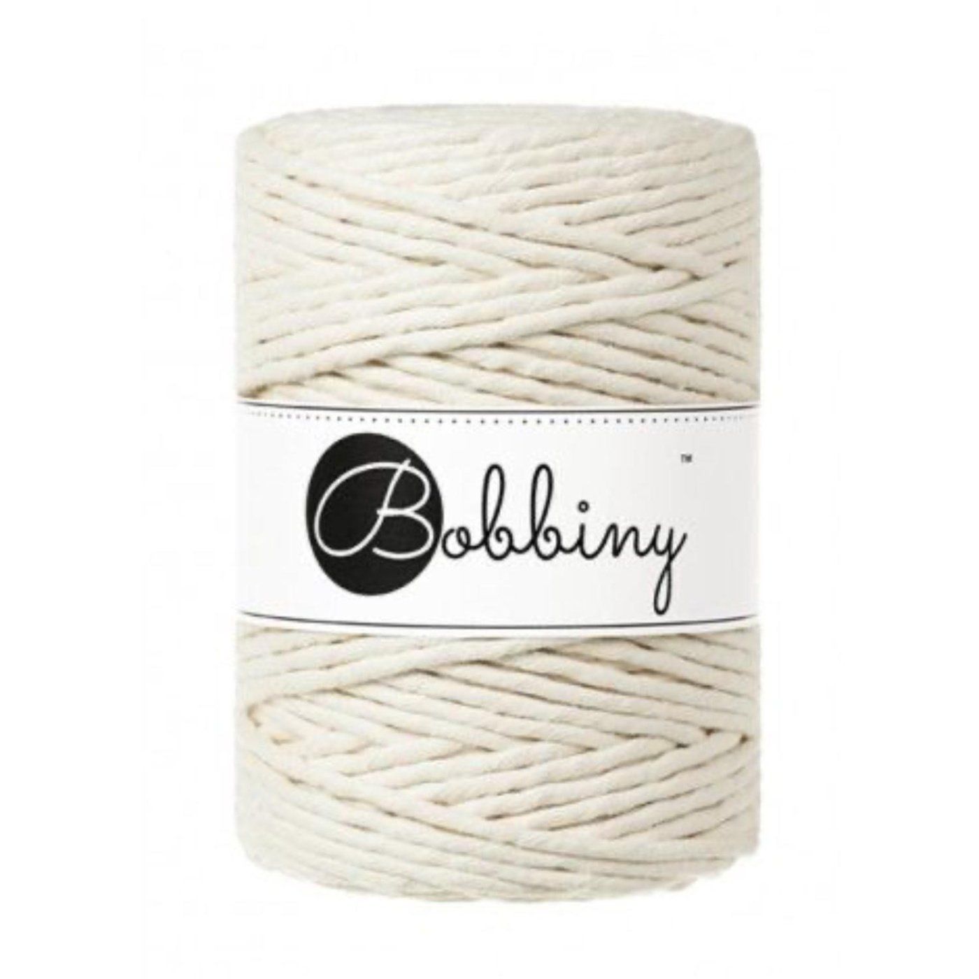 Bobbiny, kroucená šňůra Macramé, 5 mm, 100 m, přírodní