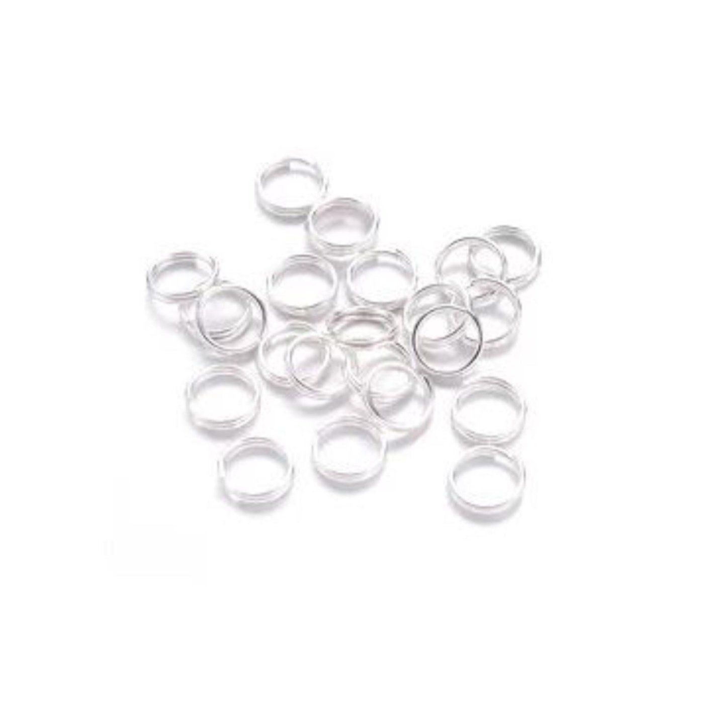 Spojovací kroužek dvojitý 6 x 0,7 mm, stříbrný 10 ks