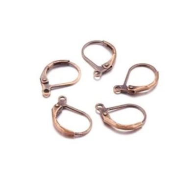 Náušnicové zapínání s očkem 13 x 10 mm, staroměď, 1 pár
