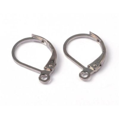 Náušnicové zapínání s očkem 15 x 10 mm, platina, 1 pár