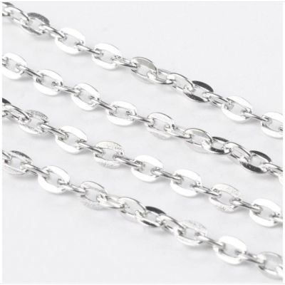 Řetízek oválkový 4 x 2 x 0,5 mm platina 1 m