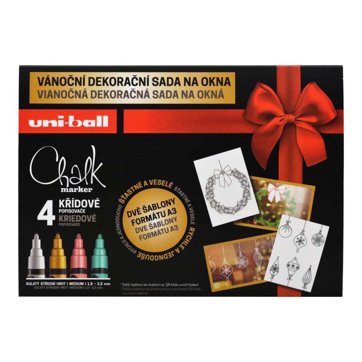 Sada křídových popisovačů, UNI Chalk 5M, 1,8 - 2,5 mm, TRADIČNÍ