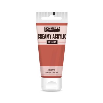Akrylová barva krémová, metalická, červená měděná, 60 ml