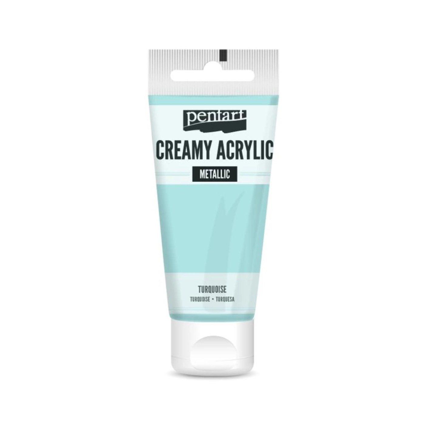Akrylová barva krémová, metalická, světle tyrkysová, 60 ml