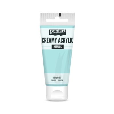 Akrylová barva krémová, metalická, světle tyrkysová, 60 ml