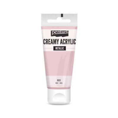 Akrylová barva krémová, metalická, růžová, 60 ml