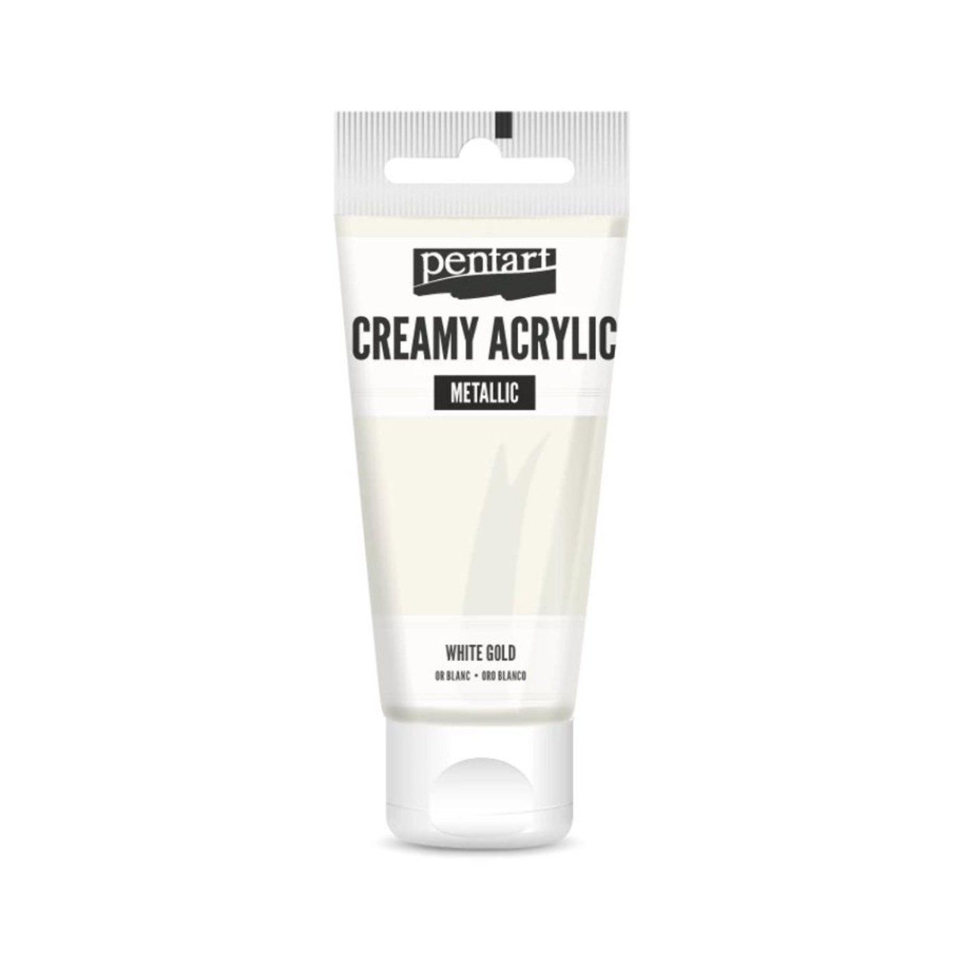Akrylová barva krémová, metalická, bílé zlato, 60 ml