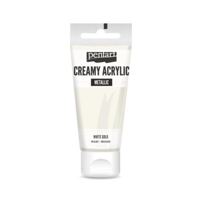 Akrylová barva krémová, metalická, bílé zlato, 60 ml