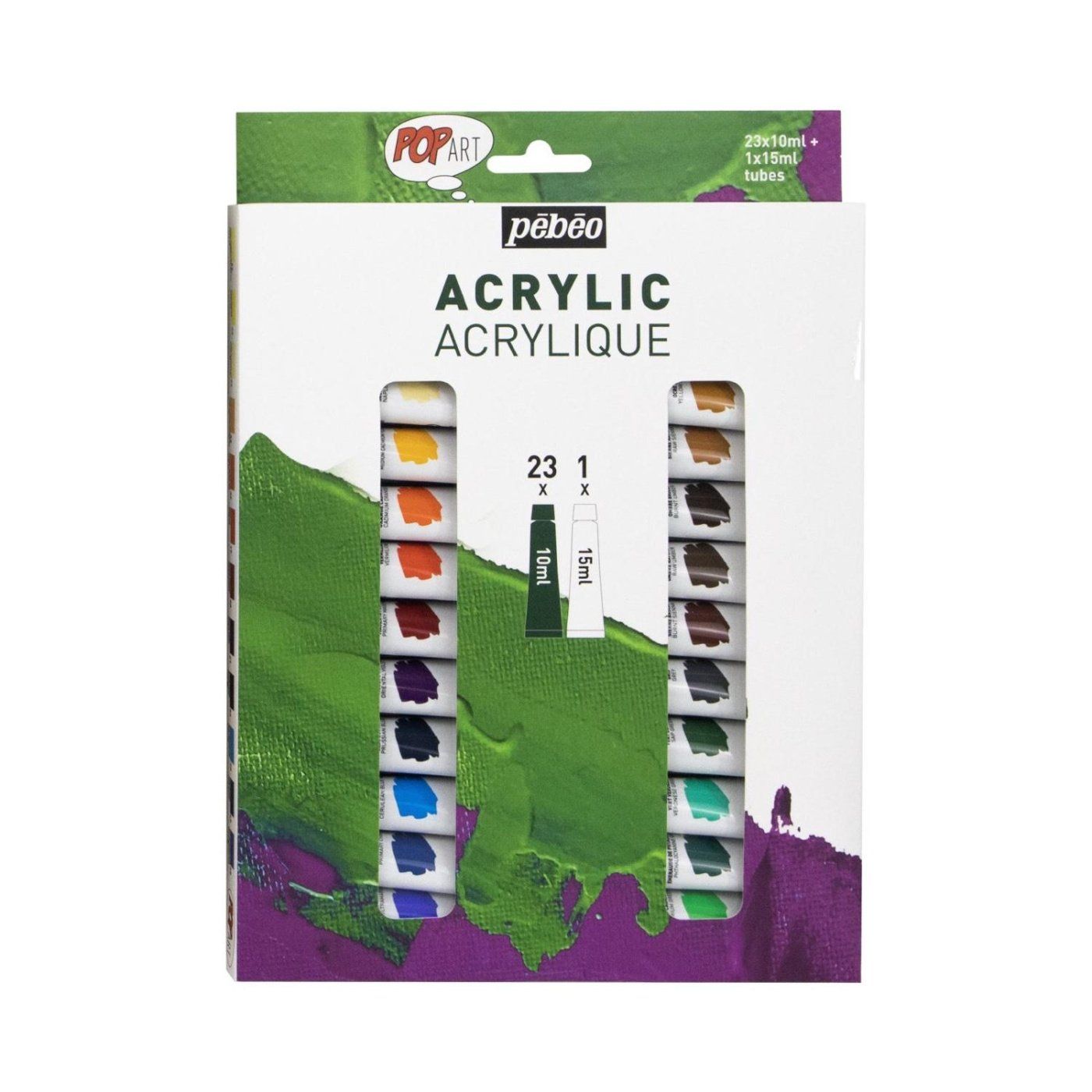 Sada akrylových barev Pop Art, 23 x 10 ml + 1 x 15 ml
