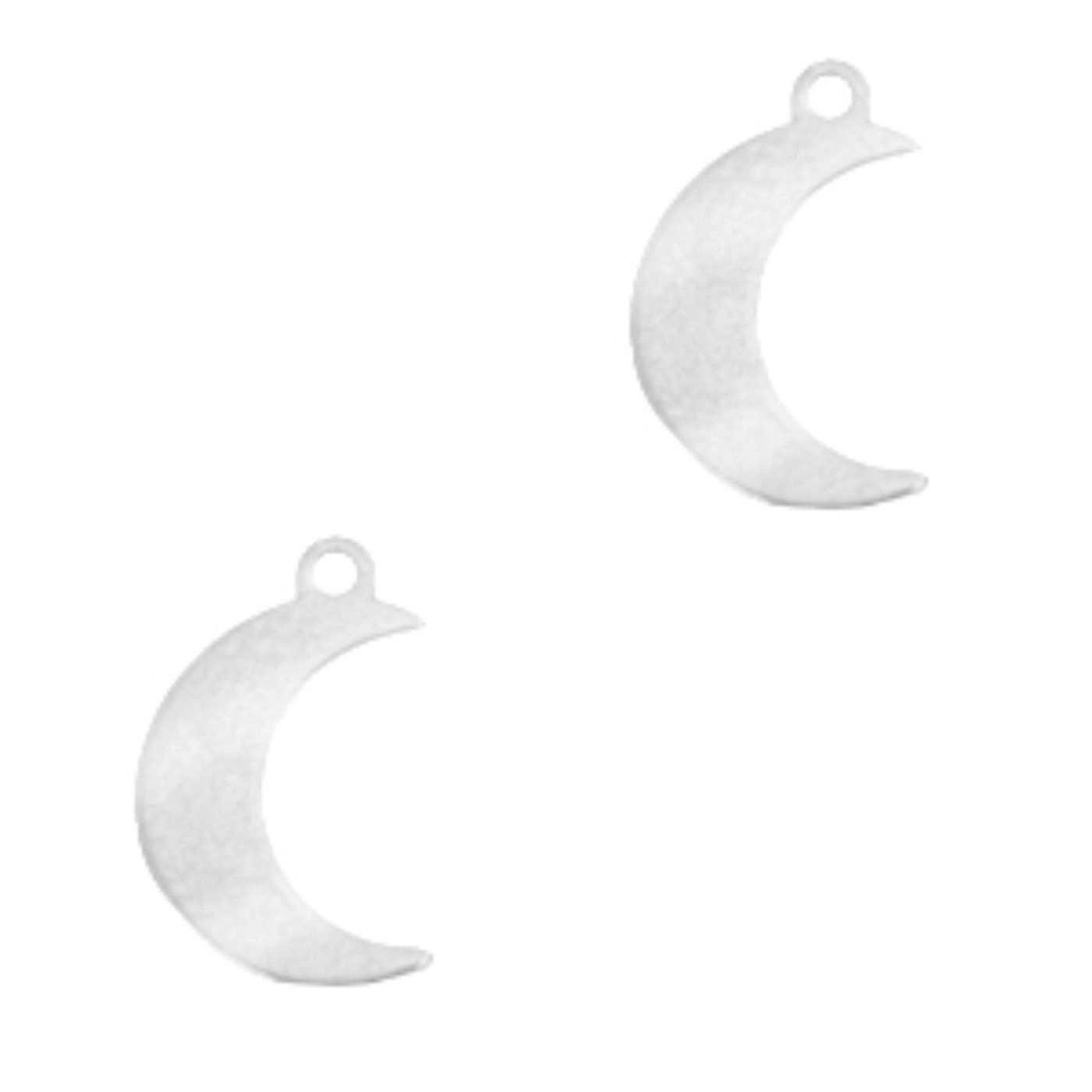 Přívěsek z nerezové oceli, 12 x 8 mm, měsíc stříbrný