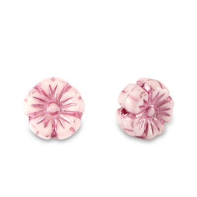 České korálky, květina, 7 mm, magenta
