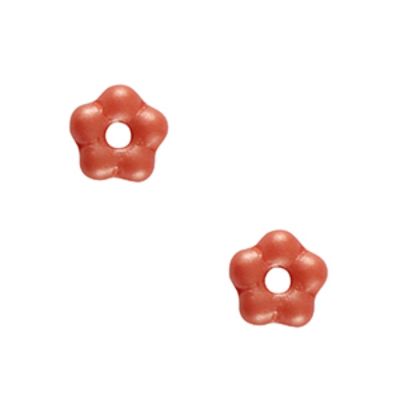 České korálky, květina, 5 mm, korálová červená