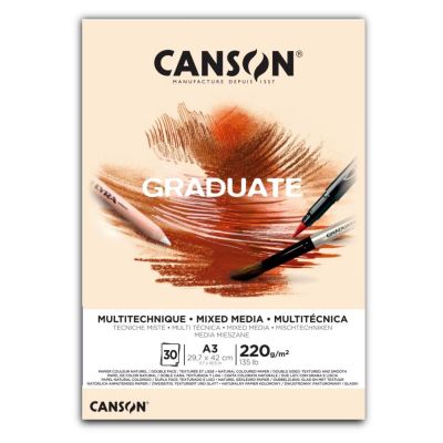 CANSON Skicák Graduate Mixed Media natural A3, 220 g, 30 listů