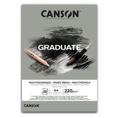 CANSON Skicák Graduate Mixed Media grey A4, 220 g, 30 listů