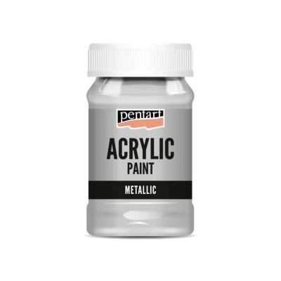 Akrylová barva 100 ml, metalická stříbrná
