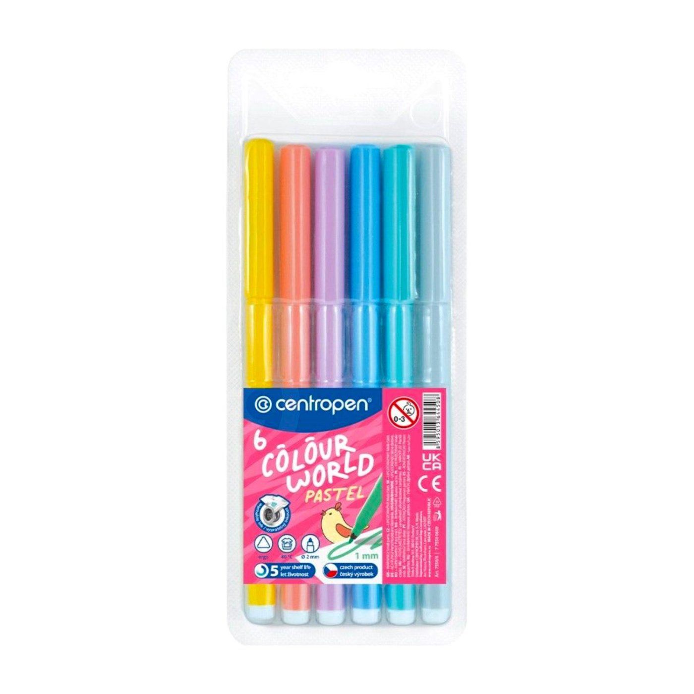 Fixy pro děti CENTROPEN, Colour World Pastel sada 6 ks