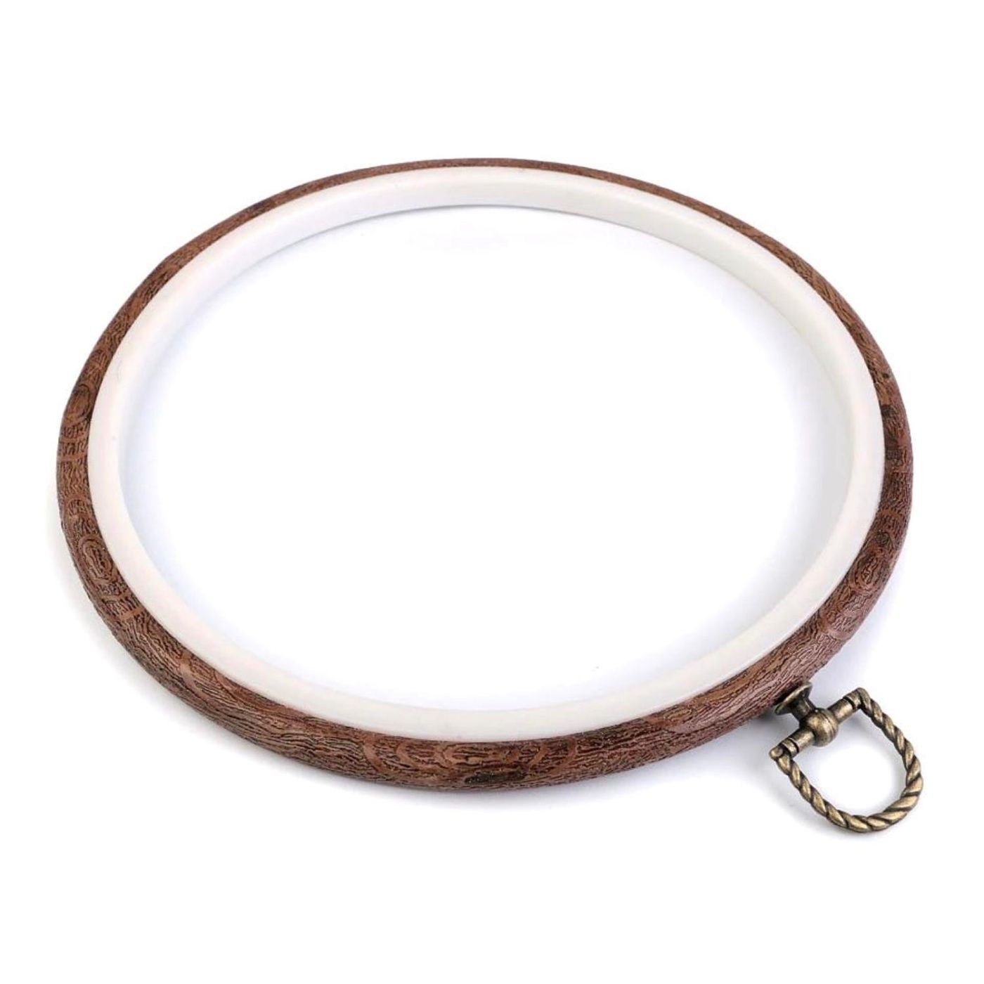 Vyšívací kruh/ rámeček na zavěšení, 20 cm, hnědý